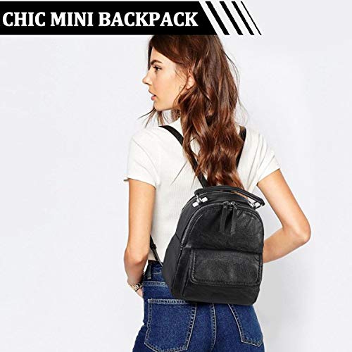 Mini Backpack Purse,ChaseChic Cute Small Convertible Leather Fashion Backpacks for Girls Women Black