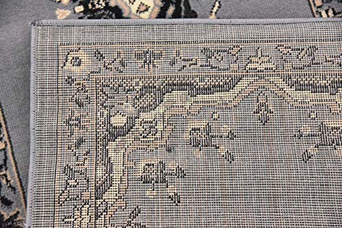 Unique Loom Reza Collection Traditional Persian Style Area Rug, 2 ft 2 in x 8 ft 2 in, Gray/Ivory