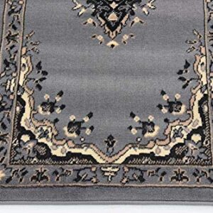 Unique Loom Reza Collection Traditional Persian Style Area Rug, 2 ft 2 in x 8 ft 2 in, Gray/Ivory