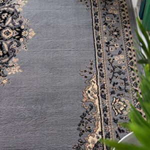 Unique Loom Reza Collection Traditional Persian Style Area Rug, 2 ft 2 in x 8 ft 2 in, Gray/Ivory