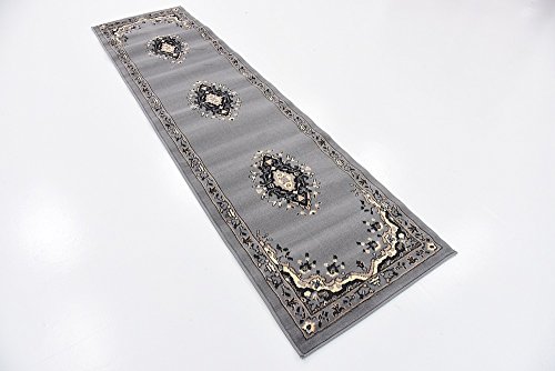 Unique Loom Reza Collection Traditional Persian Style Area Rug, 2 ft 2 in x 8 ft 2 in, Gray/Ivory