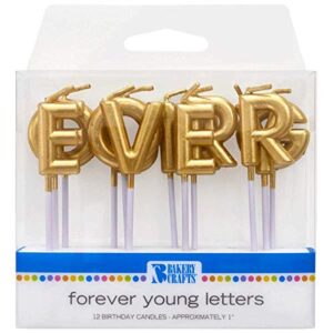 decopac gold forever young letters specialty cake candles,0.95 x 0.2 x 3.15 inches