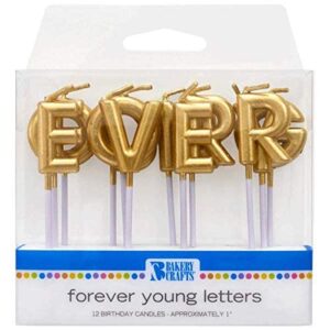 DecoPac Gold Forever Young Letters Specialty Cake Candles,0.95 x 0.2 x 3.15 inches