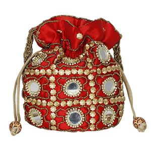 suman enterprises women’s multi color stone in vintage style pearl tote bag wrist bag evening clutch wedding purse