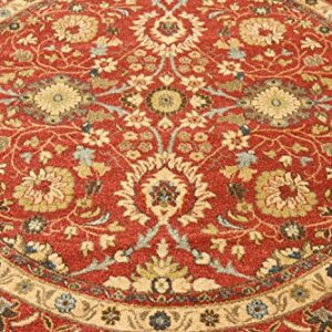Unique Loom Edinburgh Collection Classic Oriental Traditional French Cottage Inspired Intricate Design Area Rug, 6 ft x 6 ft, Red/Beige