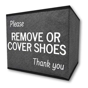 re goods shoe covers box | disposable shoe bootie holder for realtor listings and open houses | please cover or remove shoes bin | shoe bootie box