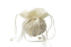 joice gift wedding drawstring bridal favor money bag purse (ivory money bag with satin flower accent)