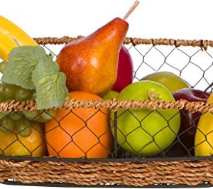 Rectangular Wire Storage Basket with Handles and Seagrass by Trademark Innovations