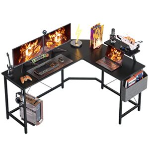 Cubiker 59.1" L-Shaped Gaming Desk, Home Office Computer Desk with Monitor Stand, Black