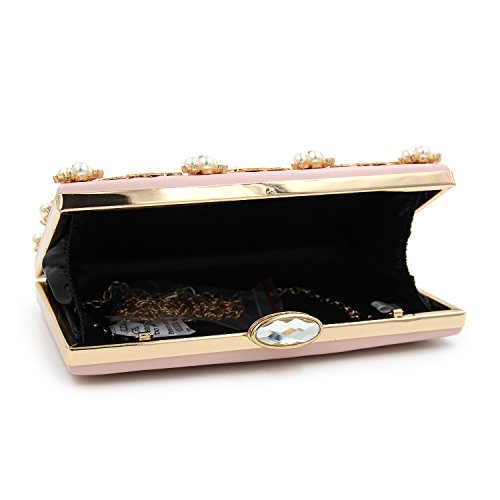 Milisente Women Clutches Pearls Evening Bag Clutch Purse Bags (Light Pink)