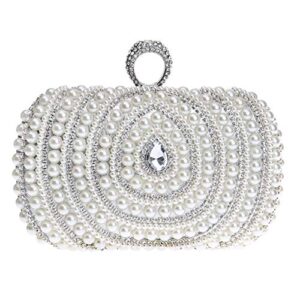 santimon wedding clutch purse evening bags for womens chain dress handbag pearls silver