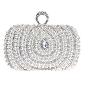 Santimon Wedding Clutch Purse Evening Bags For Womens Chain Dress Handbag Pearls Silver