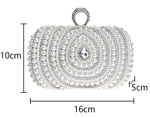 Santimon Wedding Clutch Purse Evening Bags For Womens Chain Dress Handbag Pearls Silver