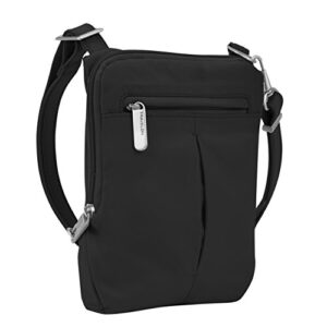 travelon anti-theft essential north/south bag – small nylon crossbody for travel & everyday (black), 6.5 in x 1.25 in x 9 in