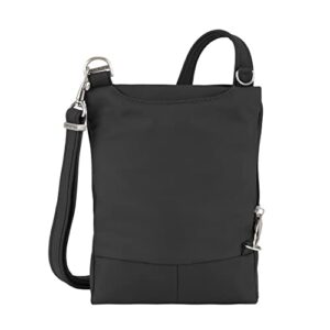 Travelon Anti-Theft Essential North/South Bag - Small Nylon Crossbody for Travel & Everyday (Black), 6.5 in x 1.25 in x 9 in