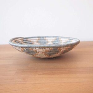 Small African Basket- Giti/Rwanda Basket/Woven Bowl/Sisal & Sweetgrass Basket/Blue-Gray, Tan, White