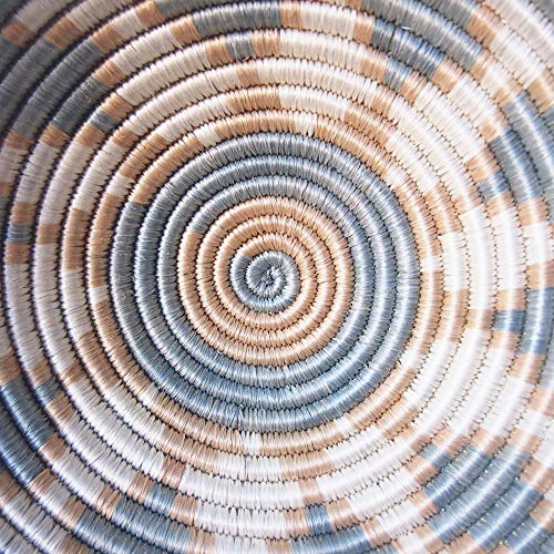 Small African Basket- Giti/Rwanda Basket/Woven Bowl/Sisal & Sweetgrass Basket/Blue-Gray, Tan, White