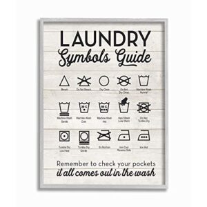 stupell industries laundry symbols guide typography gray framed wall art, 11×14, multi-color