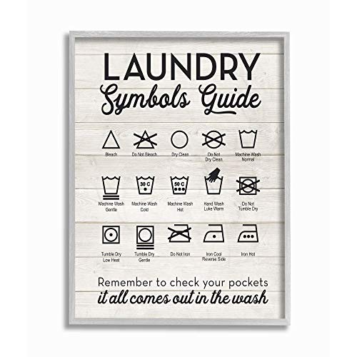 Stupell Industries Laundry Symbols Guide Typography Gray Framed Wall Art, 11x14, Multi-Color