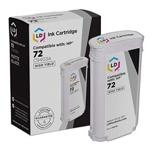 ld products remanufactured replacement for hp 72 ink cartridge c9403a high yield (matte black, single-pack) designjet t1100, t1120, t1200, t610, t620, t770, sd pro mfp, t1100ps, t1120 sd-mfp, t1300
