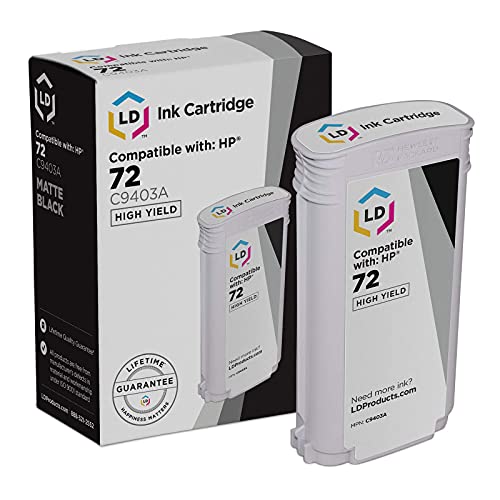 LD Products Remanufactured Replacement for HP 72 Ink Cartridge C9403A High Yield (Matte Black, Single-Pack) DesignJet T1100, T1120, T1200, T610, T620, T770, SD Pro MFP, T1100ps, T1120 SD-MFP, T1300