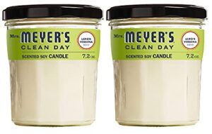 mrs. meyer’s clean day scented soy candle, lemon verbena scent, 7.2 ounce candle (pack of 2)