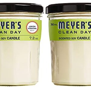 Mrs. Meyer's Clean Day Scented Soy Candle, Lemon Verbena Scent, 7.2 ounce candle (Pack of 2)