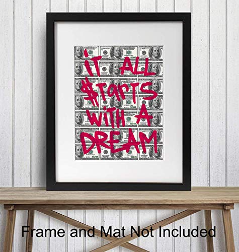 Office Wall Art, Home Decor - Motivational 8x10 Poster Print in Graffiti, Street Art, Mural Style - Unique Room Decorations and Gift for Entrepreneur - Unframed Photo