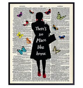 wizard of oz quote, dictionary art, theres no place like home – upcycled 8×10 poster print for girl, kids room, bedroom, nursery – unique gift for dorothy, fans – unframed photo print