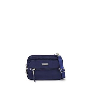 baggallini new classic time zone rfid crossbody bag navy one size
