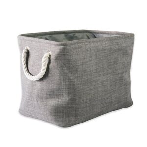 dii, collapsible variegated polyester storage bin with cotton handles large gray