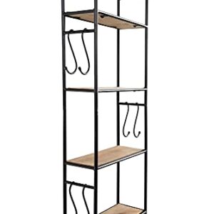 Creative Co-Op 32 Inch Metal & Wood Hooks Wall Shelf, Black