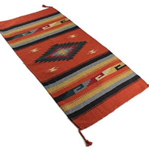 Onyx Arrow Southwest Area Rug, 20 x 40 Inches, Center Diamond, Rust/Dark Green/Multi