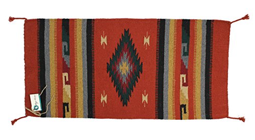 Onyx Arrow Southwest Area Rug, 20 x 40 Inches, Center Diamond, Rust/Dark Green/Multi