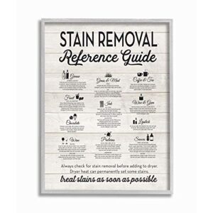 stupell industries stain removal reference guide typography grey framed wall art, 11 x 14, design by artist lettered and lined