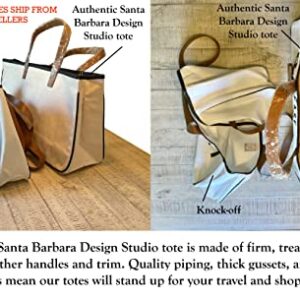 Santa Barbara Design Studio Tote Bag Hold Everything Collection Black and White 100% Cotton Canvas with Genuine Leather Handles, Large, Escape