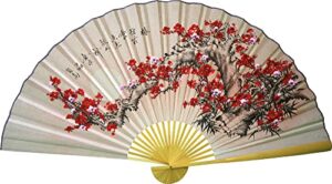 large 60″ folding wall fan – purity blossoms – original hand-painted