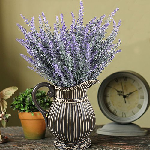 GTIDEA 4pcs Artificial Flowers Flocked Plastic Lavender Bundle Fake Plants Wedding Bridle Bouquet Indoor Outdoor Home Kitchen Office Table Centerpieces Arrangements Christmas Decor