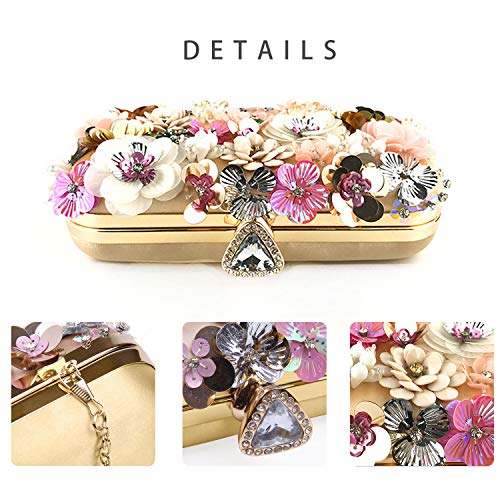 Lanpet Women Clutches Flower Evening Handbag Chain Strap Shoulder Bag