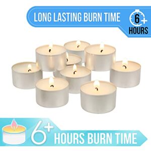 Stonebriar Long Burning Tea Light Candles, 6 to 7 Hour Extended Burn Time, White, Unscented, Bulk 200-Pack (SM-TL200)