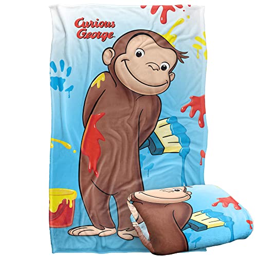 Trevco Curious George Paint Silky Touch Super Soft Throw Blanket 36" x 58"