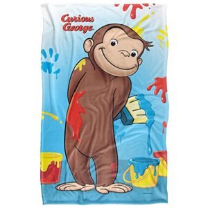 Trevco Curious George Paint Silky Touch Super Soft Throw Blanket 36" x 58"