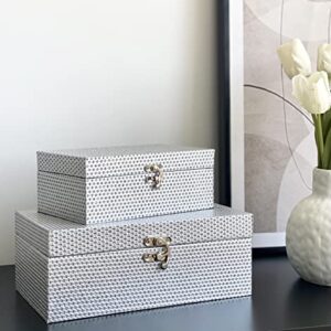 MODE HOME Silver Glitter Wooden Jewelry Storage Boxes Decorative Treasure Boxes Set of 2