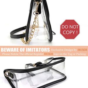 Clear Saddle Cross Body Bag Women Chain Shoulder Handbag Purse (Black)