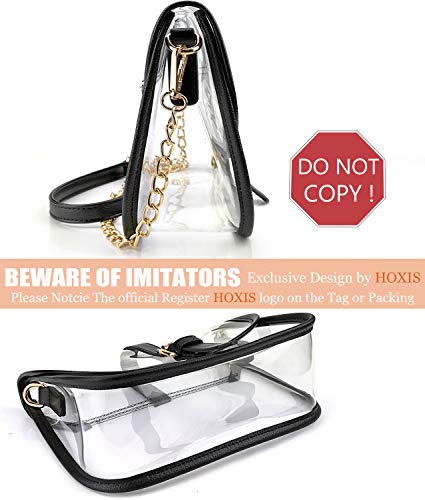 Clear Saddle Cross Body Bag Women Chain Shoulder Handbag Purse (Black)