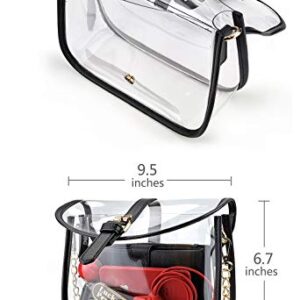 Clear Saddle Cross Body Bag Women Chain Shoulder Handbag Purse (Black)