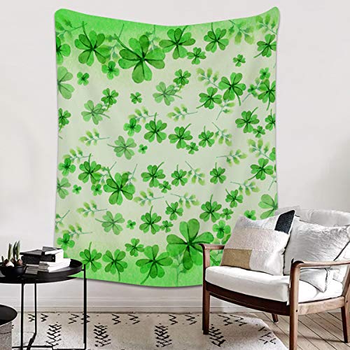 Comfy Plush Fleece Throw Blanket 50x60 inch St. Patrick's Day Soft Coach Blanket Lightweight Stadium Blanket Shamrocks Clover Green Leaves Watercolor Painting