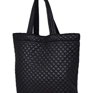 CLARANY Comfortable light weight quilted Market Tote water repellent Color Black