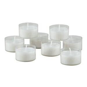 stonebriar 48 pack unscented 6 to 7 hour extended burn time clear cup tea light candles, white, 48 count