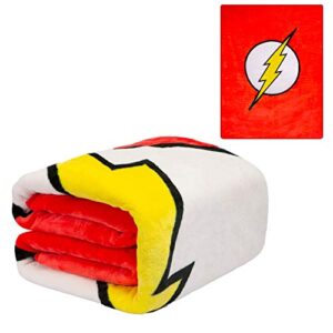 plush throw blanket – the flash logo – twin bed 60″x 80″ – faux fur blanket for beds, sofa, couch, picnic, camping